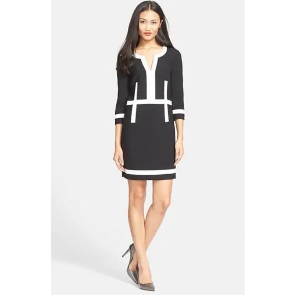 Diane Von Furstenberg Black and White 3/4 Sleeve Dress - Sz 6